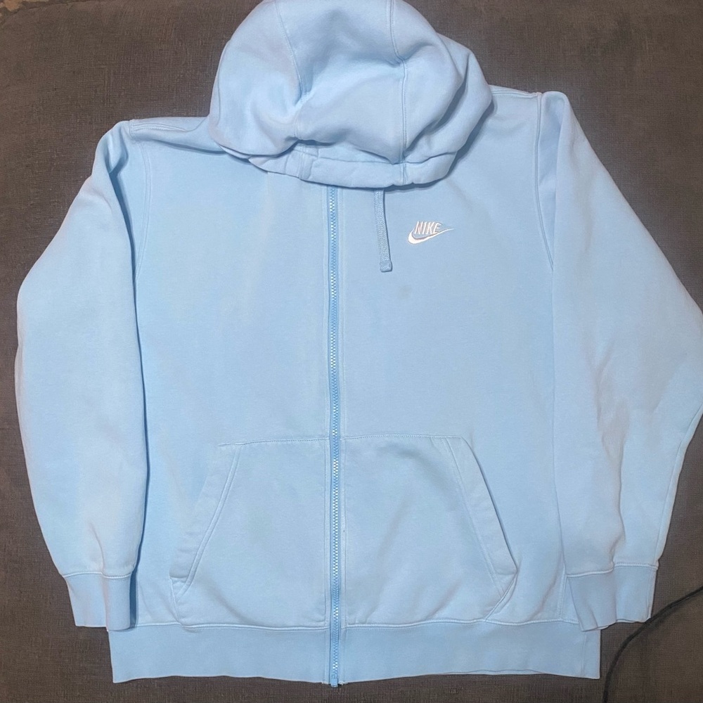 Mens Nike Sky Blue Zip-Up Hoodie Size XL